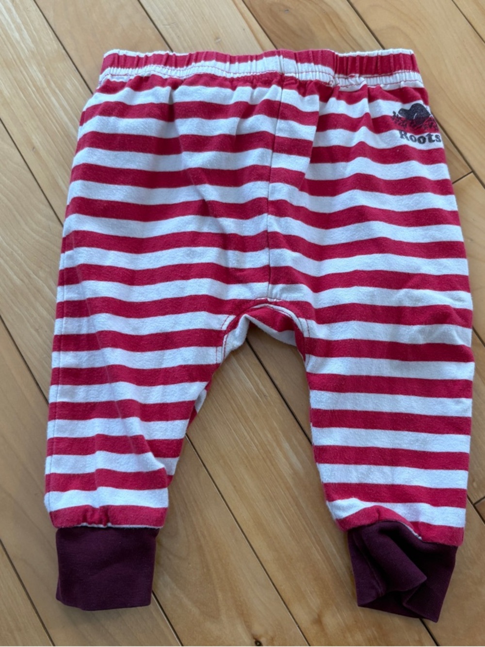 Baby roots pants red white stripes size 3-6 months
